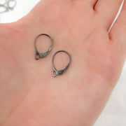 Black Rhodium Sterling Silver Plain Lever Back Ear Wire